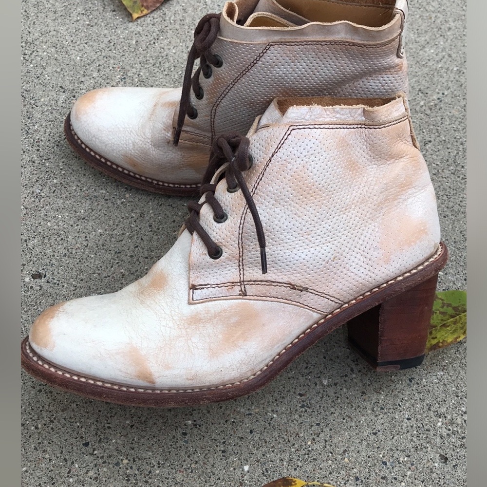 🐬 Bed|Stu Women's Tan Leather Lace-Up Ankle Boots